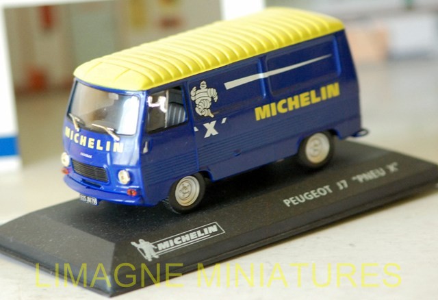 Miniature Norev 1/43 – Peugeot J7 Michelin Jaune Avec Galerie à Pneus (boîte Manquante)